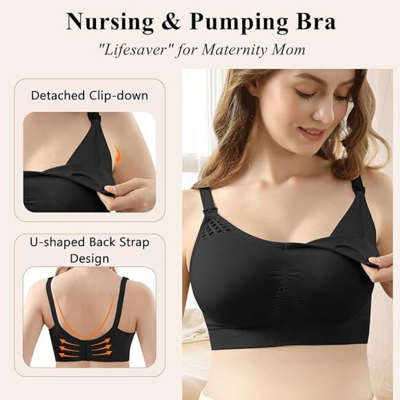 4HOW 3-Pack Hands Free Nursing Maternity Pumping Bras Size Large - Picture 5 of 5